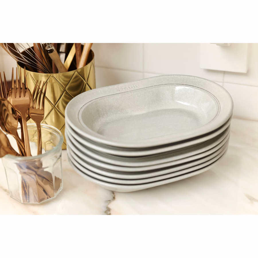 10-inch, Oval Serving Dish, White Truffle
