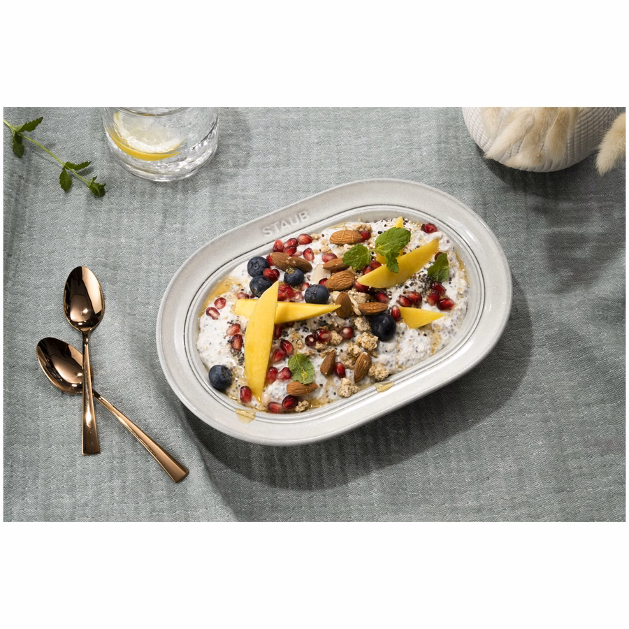 10-inch, Oval Serving Dish, White Truffle