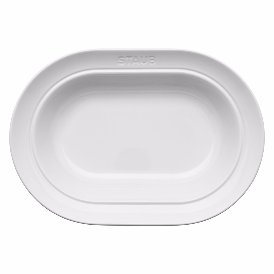 10-inch, oval serving dish, White
