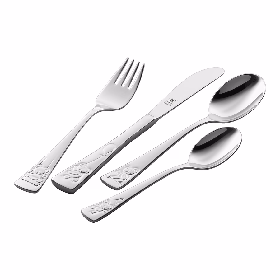 4-pc TWIN Kids Teddy Flatware Set, 18/10 Stainless Steel