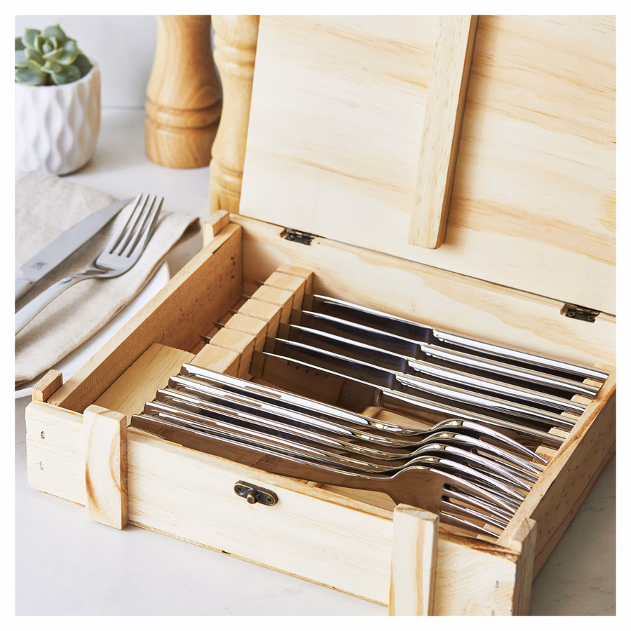 12-pc, 18/10 Stainless Steel Steak Dinner Stainless Steel Steak Knife Set In Wood Presentation Box