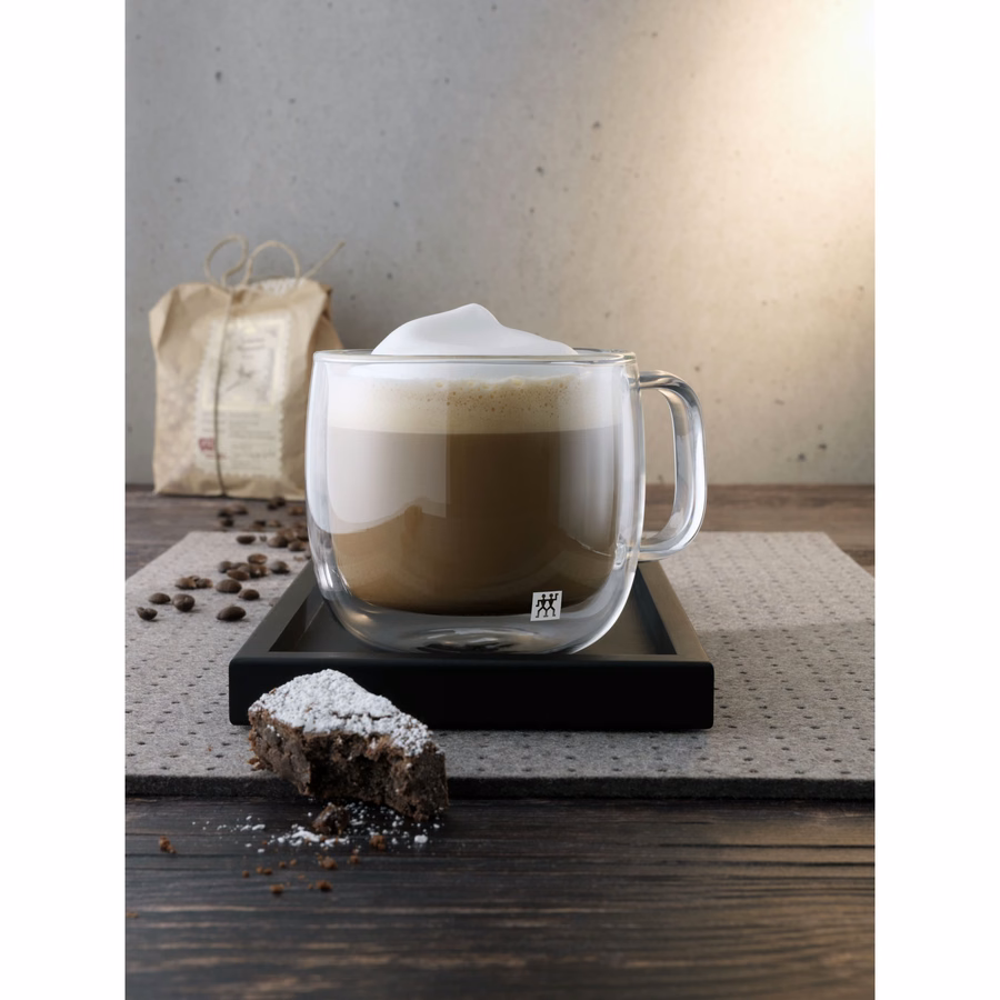 2-pc, Cappuccino Glass Mug Set