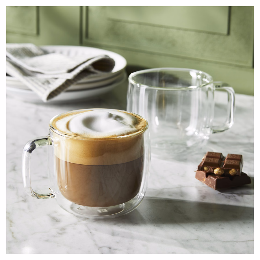 2-pc, Cappuccino Glass Mug Set
