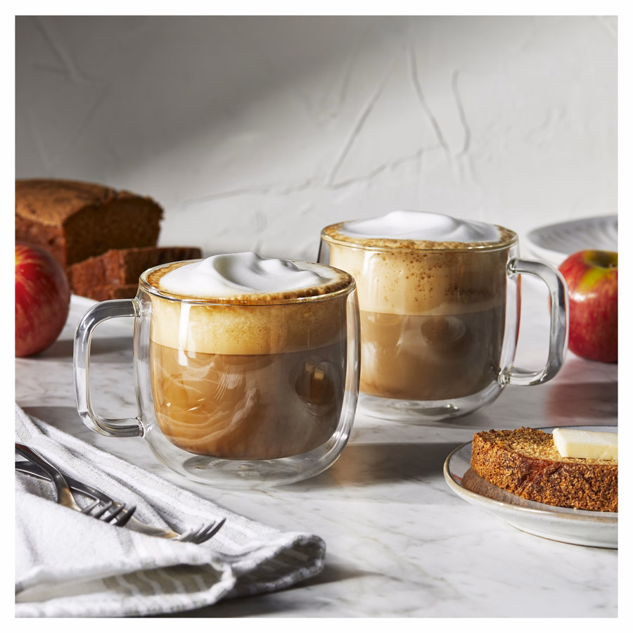 2-pc, Cappuccino Glass Mug Set