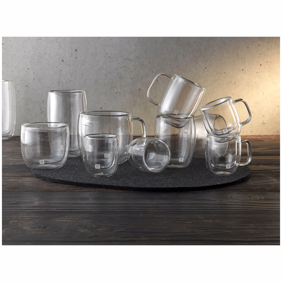 2-pc Espresso Glass Mug Set, Double Wall