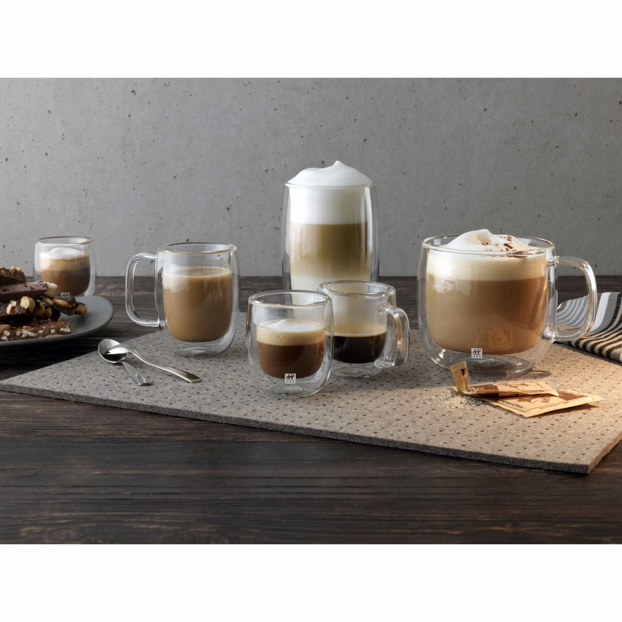 2-pc Espresso Glass Mug Set, Double Wall