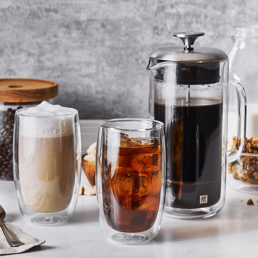 3-pc French Press And Latte Glass Set