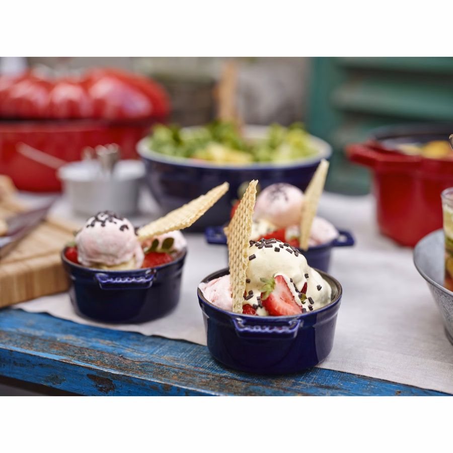 3-pc, Mini Round Dutch Oven Set, Dark Blue